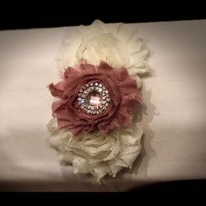 Cream and Mauve headband with decorative jewel